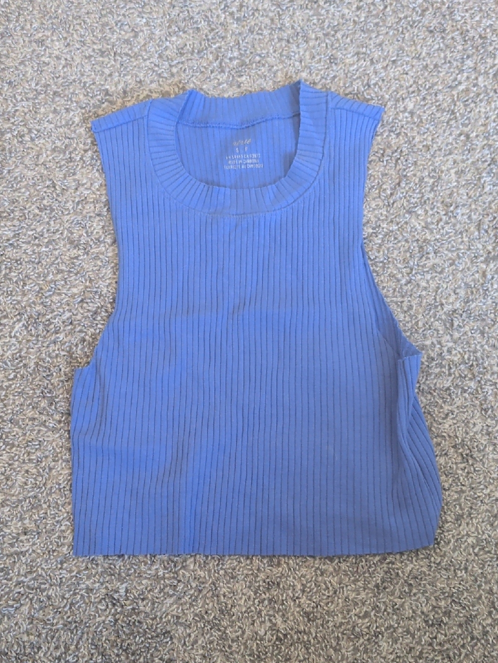 aerie Blue Ribbed Crop Tank